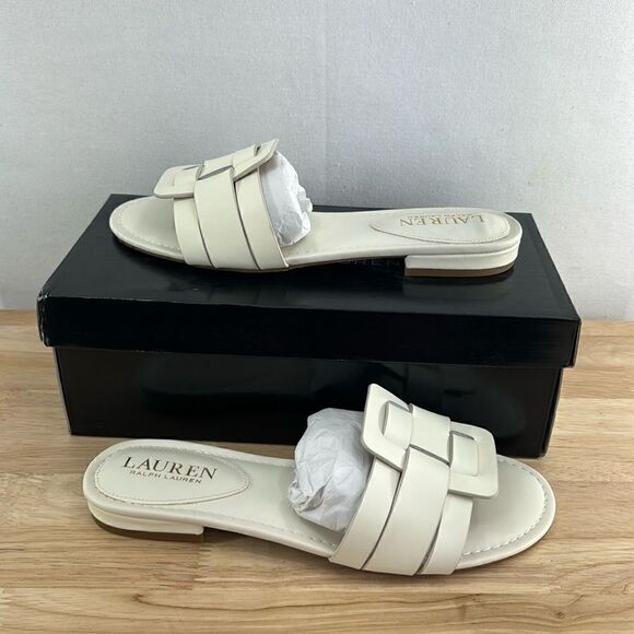 Lauren Ralph Lauren Emerey Leather Sandal- Cream- Size 7B- N IB - Picture 1 of 8